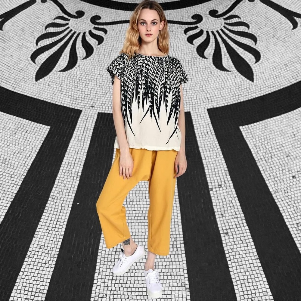UZI NYC ~ The Happiest Mustard Yellow Drop Crotch Pants